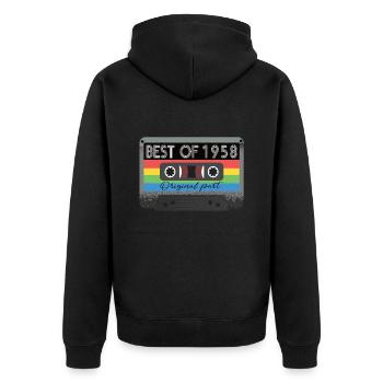 Best Of 1958 Vintage Kassette Retro Geburtstag - Unisex Premium Bio Zip Hoodie - Schwarz - Hinten - Nico (187cm)