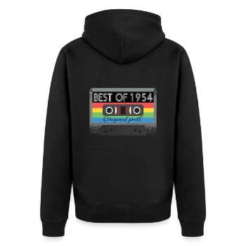 Best Of 1954 Vintage Kassette Retro Geburtstag - Unisex Premium Bio Zip Hoodie - Schwarz - Hinten - Nico (187cm)