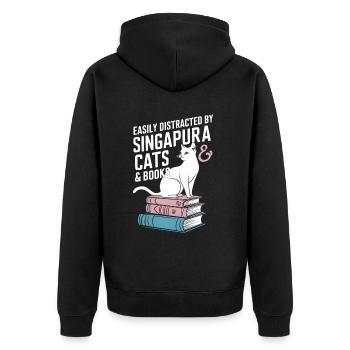 Katze Singapura Geschenk - Unisex Premium Bio Zip Hoodie - Schwarz - Hinten - Nico (187cm)