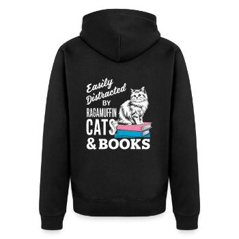 Katze Ragamuffin Geschenk - Unisex Premium Bio Zip Hoodie - Schwarz - Hinten - Nico (187cm)