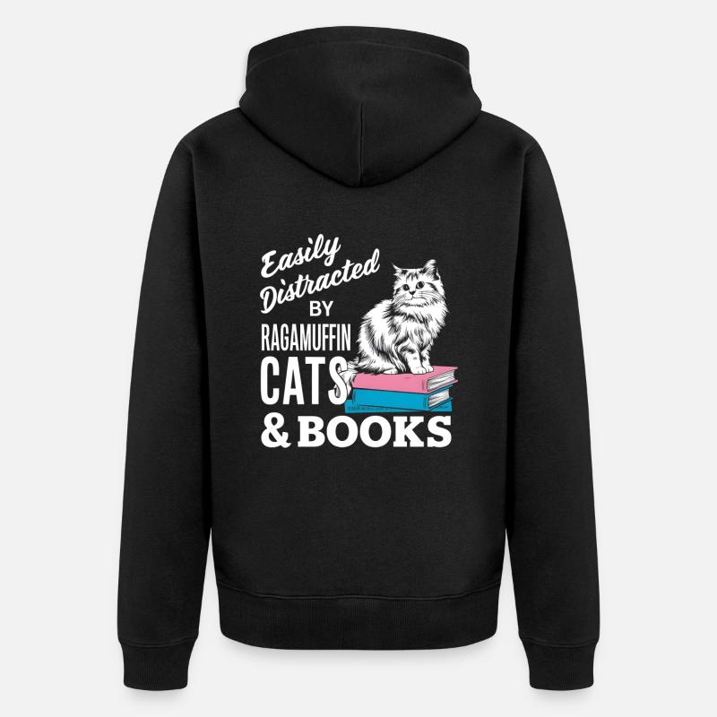 Katze Ragamuffin Geschenk - Unisex Premium Bio Zip Hoodie - Schwarz