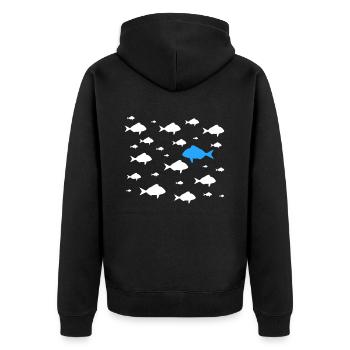 À contre-courant Individualité et style Poissons - Veste à capuche bio Premium Unisexe - noir - Dos - Nico (187cm)