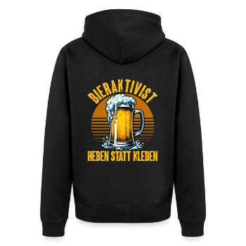 Bieraktivist Heben statt Kleben – Partyspaß - Unisex Premium Bio Zip Hoodie - Schwarz - Hinten - Nico (187cm)