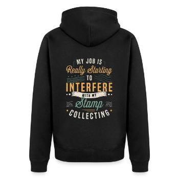 Stamp Collector My Job Is Really Stamp Collecting - Unisex Premium Organic Zip Hoodie - black - Back - Nico (187cm)