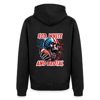 Skull and football in dynamic style - Unisex Premium Organic Zip Hoodie - black - Back - Nico (187cm)