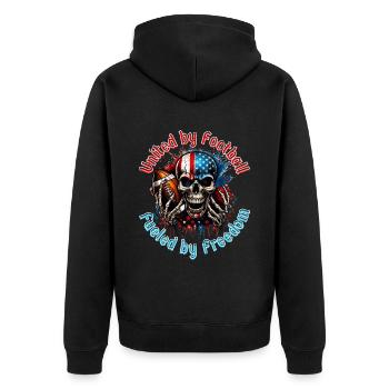 July 4th American Football Skull U. S. FLag - Unisex Premium Organic Zip Hoodie - black - Back - Nico (187cm)