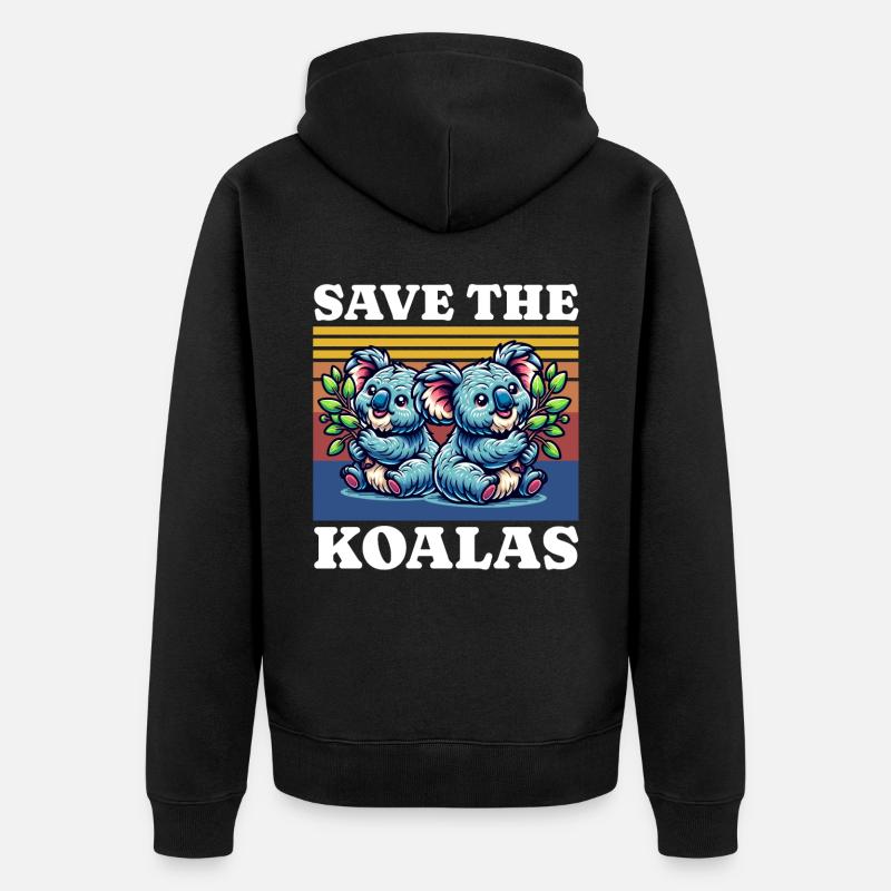 Save Koala - Unisex Premium Bio Zip Hoodie - Schwarz