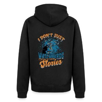 Bird watching ornithologist - Unisex Premium Organic Zip Hoodie - black - Back - Nico (187cm)