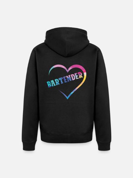 Bartender Mixologist Heart - Unisex Premium Organic Zip Hoodie - black
