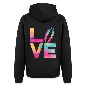 Bartender Mixologist Watercolor - Unisex Premium Bio Zip Hoodie - Schwarz - Hinten - Nico (187cm)