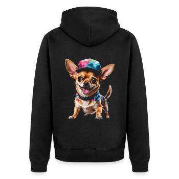 Chihuahua Snapback Cap Chien Drôle Design Print - Veste à capuche bio Premium Unisexe - noir - Dos - Nico (187cm)