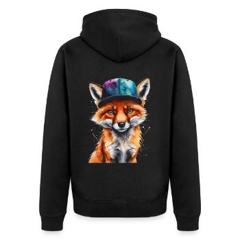 Casquette Fox Snapback Cool Animal Design Print - Veste à capuche bio Premium Unisexe - noir - Dos - Nico (187cm)