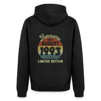 Awesome since August 1993 - Geburtstag - Unisex Premium Bio Zip Hoodie - Schwarz - Hinten - Nico (187cm)