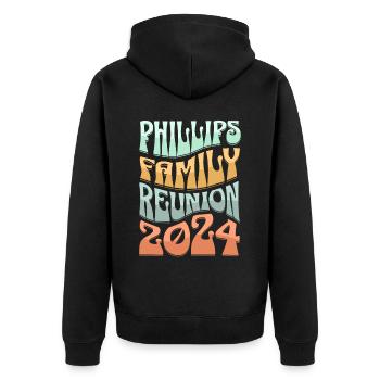 Réunion de famille Phillips 2024 - Veste à capuche bio Premium Unisexe - noir - Dos - Nico (187cm)