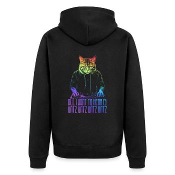 Disco Cat Hardcore Rave Music Raver, EDM DJ - Veste à capuche bio Premium Unisexe - noir - Dos - Nico (187cm)