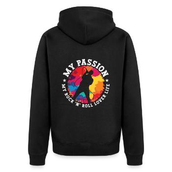Rock N Roll Ma passion Mon Rock 'N' Roll Musique des années 80 - Veste à capuche bio Premium Unisexe - noir - Dos - Nico (187cm)