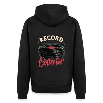 Disques vinyles collector disc jockey musique rétro - Veste à capuche bio Premium Unisexe - noir - Dos - Nico (187cm)
