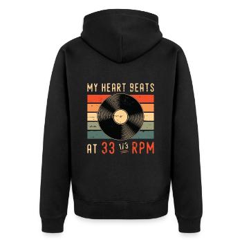Disques vinyles Mon cœur bat chez Retro Vinyl Player - Veste à capuche bio Premium Unisexe - noir - Dos - Nico (187cm)