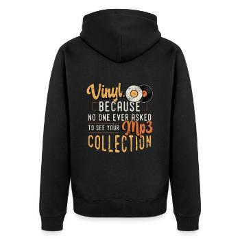 Vinyle parce que personne n’a jamais demandé à un collectionneur de disques - Veste à capuche bio Premium Unisexe - noir - Dos - Nico (187cm)