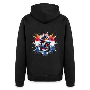 t-shirts de moto résistants patriote néerlandais - Veste à capuche bio Premium Unisexe - noir - Dos - Nico (187cm)
