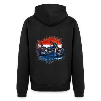 Dutch Pride: Motorrad T-Shirt in niederländischen Farben - Unisex Premium Bio Zip Hoodie - Schwarz - Hinten - Nico (187cm)