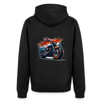Dutch colors motorcycle shirts, motorcycle - Unisex Premium Organic Zip Hoodie - black - Back - Nico (187cm)
