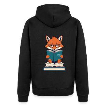Niedlicher Buch Liebhaber Lustiger Bücherwurm - Unisex Premium Bio Zip Hoodie - Schwarz - Hinten - Nico (187cm)
