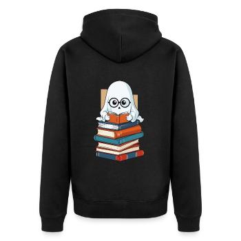 Book Lover Style Reading Halloween Ghost - Unisex Premium Organic Zip Hoodie - black - Back - Nico (187cm)