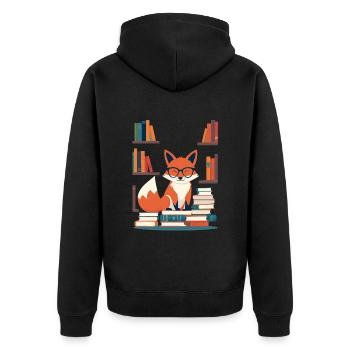 Niedlicher Buch Liebhaber Lustiges Bücher Design - Unisex Premium Bio Zip Hoodie - Schwarz - Hinten - Nico (187cm)