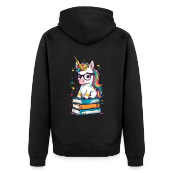 Einhorn Fantasie Geschichten Süßer Einhorn - Unisex Premium Bio Zip Hoodie - Schwarz - Hinten - Nico (187cm)