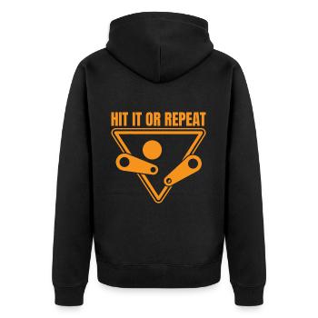 Hit It Or Repeat Pinball Machines GIft Ideas - Unisex Premium Bio Zip Hoodie - Schwarz - Hinten - Nico (187cm)