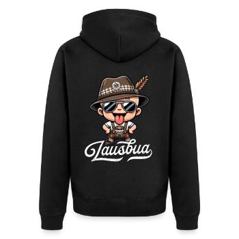 Jungen Lausbua T-Shirt Kinder Trachtenshirt Herren - Unisex Premium Bio Zip Hoodie - Schwarz - Hinten - Nico (187cm)