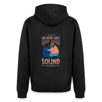 Bärenstarker Sound - Tontechniker - Unisex Premium Bio Zip Hoodie - Schwarz - Hinten - Nico (187cm)