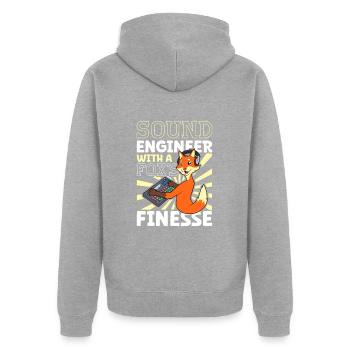 Fuchs am Mischpult - Sound Engineer - Unisex Premium Bio Zip Hoodie - Grau meliert - Hinten - Nico (187cm)