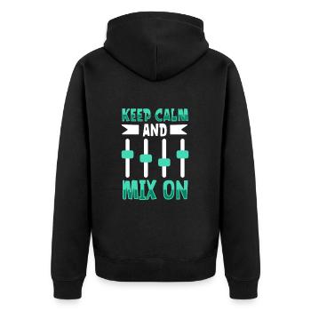 Restez calme et continuez à mixer - Ingénieur du son - Veste à capuche bio Premium Unisexe - noir - Dos - Nico (187cm)