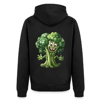 Broccoli Vegan - Unisex Premium Organic Zip Hoodie - black - Back - Nico (187cm)