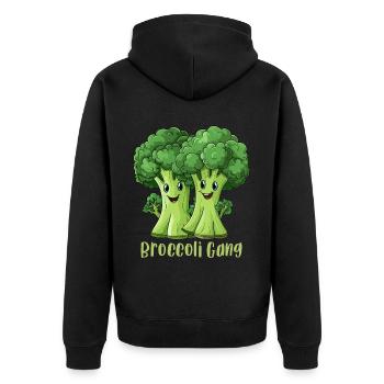 Broccoli Gang - Unisex Premium Organic Zip Hoodie - black - Back - Nico (187cm)