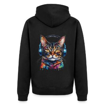 Casque de chat coloré drôle animal design imprimé - Veste à capuche bio Premium Unisexe - noir - Dos - Nico (187cm)
