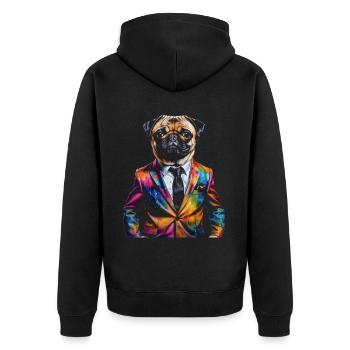 Carlin Costume Chien Coloré Drôle Animal Design Imprimer - Veste à capuche bio Premium Unisexe - noir - Dos - Nico (187cm)