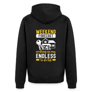 Hausbesitzer Einweihungsparty - Unisex Premium Bio Zip Hoodie - Schwarz - Hinten - Nico (187cm)