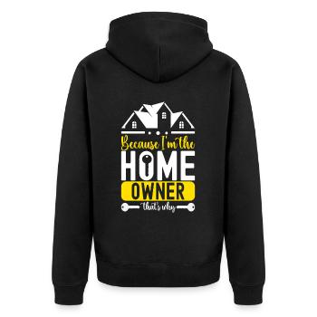 Hausbesitzer Einweihungsparty - Unisex Premium Bio Zip Hoodie - Schwarz - Hinten - Nico (187cm)