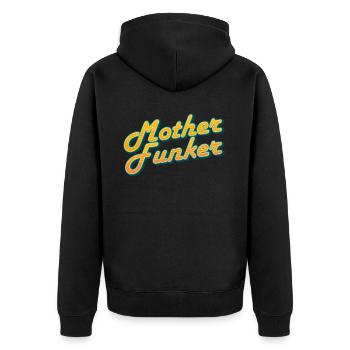Funk-Soul-Nights Disco Journey into the 60s to 80s - Unisex Premium Organic Zip Hoodie - black - Back - Nico (187cm)