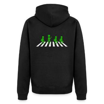 Aliens Crossing Road : un drôle de fans de science-fiction - Veste à capuche bio Premium Unisexe - noir - Dos - Nico (187cm)