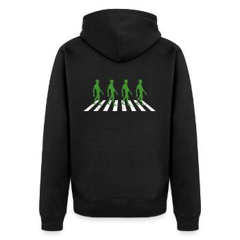 Aliens Crossing Road : un drôle de fans de science-fiction - Veste à capuche bio Premium Unisexe - noir - Dos - Nico (187cm)