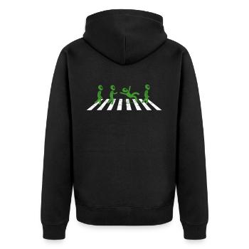 Aliens Crossing Road : un drôle de fans de science-fiction - Veste à capuche bio Premium Unisexe - noir - Dos - Nico (187cm)