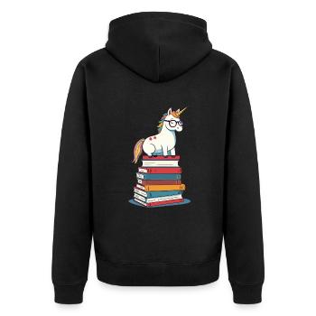 Einhorn Fantasie Geschichten Süßer Einhorn - Unisex Premium Bio Zip Hoodie - Schwarz - Hinten - Nico (187cm)