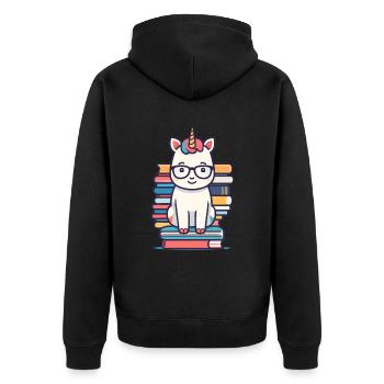 Einhorn Fantasie Geschichten Süßer Einhorn - Unisex Premium Bio Zip Hoodie - Schwarz - Hinten - Nico (187cm)