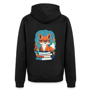 Niedlicher Buch Liebhaber Lustiger Bücherwurm - Unisex Premium Bio Zip Hoodie - Schwarz - Hinten - Nico (187cm)