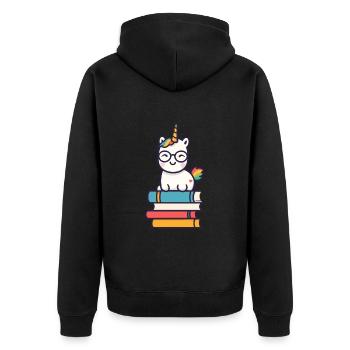 Unicorn Fantasy Stories Cute Unicorn - Unisex Premium Organic Zip Hoodie - black - Back - Nico (187cm)