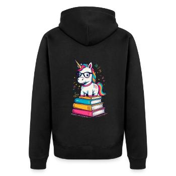 Cute Unicorn Bookworm Magical Unicorns - Unisex Premium Organic Zip Hoodie - black - Back - Nico (187cm)